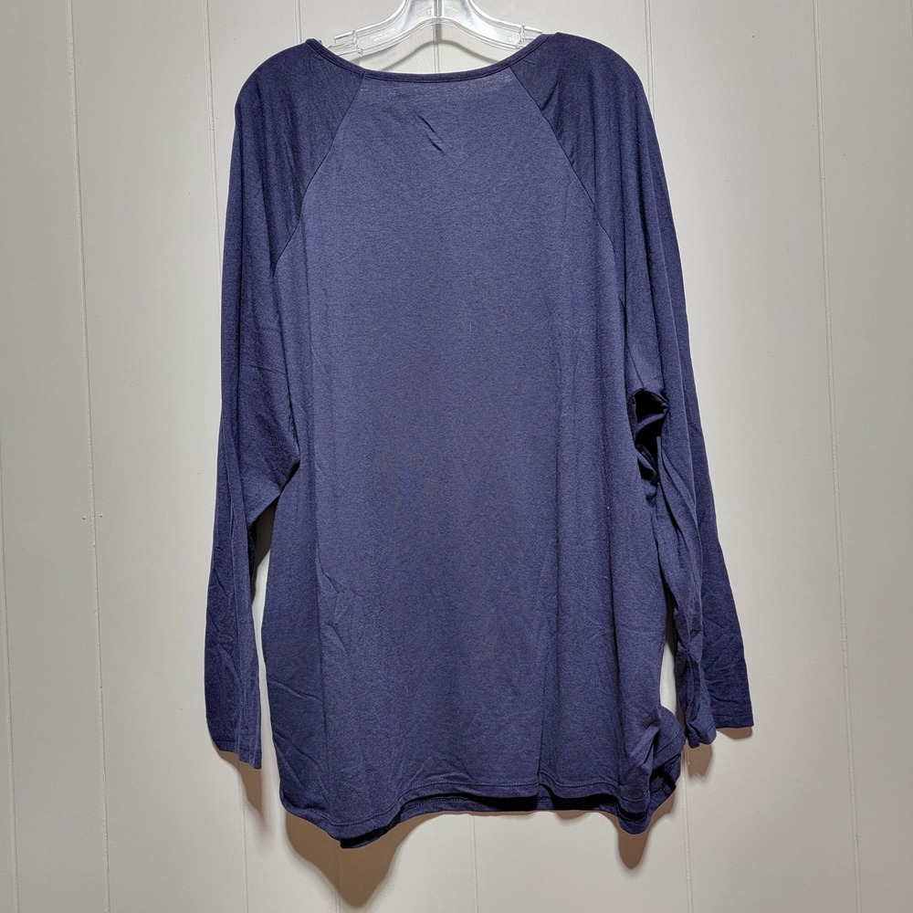 JMS Just My Size by Hanes Navy Blue Gold Medallion Ruched Side Tunic Top 5X - Picture 6 of 8